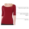 image:imageAllegra K Womens Half Sleeves Boat Neck Fitted Elbow Length Soft TShirtRed