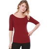 image:imageAllegra K Womens Half Sleeves Boat Neck Fitted Elbow Length Soft TShirtRed