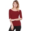 image:imageAllegra K Womens Half Sleeves Boat Neck Fitted Elbow Length Soft TShirtRed