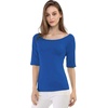 image:imageAllegra K Womens Half Sleeves Boat Neck Fitted Elbow Length Soft TShirtRoyal Blue