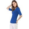 image:imageAllegra K Womens Half Sleeves Boat Neck Fitted Elbow Length Soft TShirtRoyal Blue