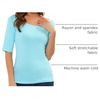image:imageAllegra K Womens Half Sleeves Boat Neck Fitted Elbow Length Soft TShirtSky Blue