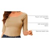 image:imageAllegra K Womens Half Sleeves Boat Neck Fitted Elbow Length Soft TShirtTan