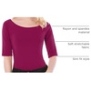 image:imageAllegra K Womens Half Sleeves Boat Neck Fitted Elbow Length Soft TShirtWine