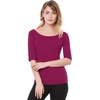 image:imageAllegra K Womens Half Sleeves Boat Neck Fitted Elbow Length Soft TShirtWine