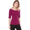 image:imageAllegra K Womens Half Sleeves Boat Neck Fitted Elbow Length Soft TShirtWine