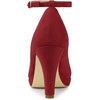 image:imageAllegra K Womens Low Platform Round Toe Stiletto Heels Ankle Strap PumpsRed
