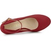 image:imageAllegra K Womens Low Platform Round Toe Stiletto Heels Ankle Strap PumpsRed
