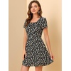 image:imageAllegra K Womens Printed Square Neck Short Sleeve Fit and Flare DressesBlack Pinkfloral