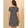 image:imageAllegra K Womens Printed Square Neck Short Sleeve Fit and Flare DressesBlack Pinkfloral