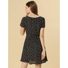 image:imageAllegra K Womens Printed Square Neck Short Sleeve Fit and Flare DressesBlackfloral