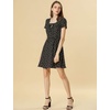 image:imageAllegra K Womens Printed Square Neck Short Sleeve Fit and Flare DressesBlackfloral
