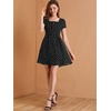 image:imageAllegra K Womens Printed Square Neck Short Sleeve Fit and Flare DressesBlackheart