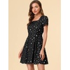 image:imageAllegra K Womens Printed Square Neck Short Sleeve Fit and Flare DressesBlackstars