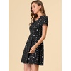 image:imageAllegra K Womens Printed Square Neck Short Sleeve Fit and Flare DressesBlackstars