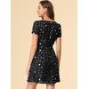 image:imageAllegra K Womens Printed Square Neck Short Sleeve Fit and Flare DressesBlackstars