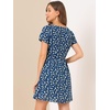 image:imageAllegra K Womens Printed Square Neck Short Sleeve Fit and Flare DressesBluefloral