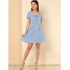 image:imageAllegra K Womens Printed Square Neck Short Sleeve Fit and Flare DressesBlueheart