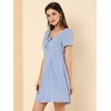 image:imageAllegra K Womens Printed Square Neck Short Sleeve Fit and Flare DressesBlueheart
