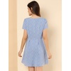 image:imageAllegra K Womens Printed Square Neck Short Sleeve Fit and Flare DressesBlueheart