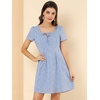 image:imageAllegra K Womens Printed Square Neck Short Sleeve Fit and Flare DressesBlueheart