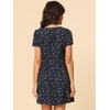 image:imageAllegra K Womens Printed Square Neck Short Sleeve Fit and Flare DressesBluestars