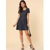 image:imageAllegra K Womens Printed Square Neck Short Sleeve Fit and Flare DressesBluestars