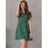 image:imageAllegra K Womens Printed Square Neck Short Sleeve Fit and Flare DressesDark Greenfloral