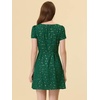 image:imageAllegra K Womens Printed Square Neck Short Sleeve Fit and Flare DressesDark Greenstars