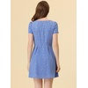 image:imageAllegra K Womens Printed Square Neck Short Sleeve Fit and Flare DressesGray Bluestars