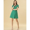 image:imageAllegra K Womens Printed Square Neck Short Sleeve Fit and Flare DressesGreenfloral