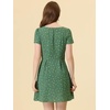 image:imageAllegra K Womens Printed Square Neck Short Sleeve Fit and Flare DressesGreenheart