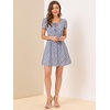 image:imageAllegra K Womens Printed Square Neck Short Sleeve Fit and Flare DressesPurplefloral