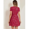 image:imageAllegra K Womens Printed Square Neck Short Sleeve Fit and Flare DressesRedfloral