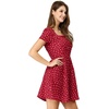 image:imageAllegra K Womens Printed Square Neck Short Sleeve Fit and Flare DressesRedheart