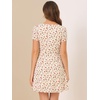 image:imageAllegra K Womens Printed Square Neck Short Sleeve Fit and Flare DressesWhitefloral