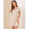 image:imageAllegra K Womens Printed Square Neck Short Sleeve Fit and Flare DressesWhitefloral