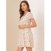 image:imageAllegra K Womens Printed Square Neck Short Sleeve Fit and Flare DressesWhitefloral