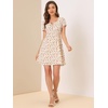 image:imageAllegra K Womens Printed Square Neck Short Sleeve Fit and Flare DressesWhitefloral