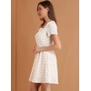 image:imageAllegra K Womens Printed Square Neck Short Sleeve Fit and Flare DressesWhiteheart