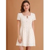 image:imageAllegra K Womens Printed Square Neck Short Sleeve Fit and Flare DressesWhiteheart