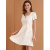 image:imageAllegra K Womens Printed Square Neck Short Sleeve Fit and Flare DressesWhiteheart