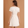 image:imageAllegra K Womens Printed Square Neck Short Sleeve Fit and Flare DressesWhiteheart