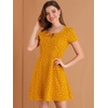 image:imageAllegra K Womens Printed Square Neck Short Sleeve Fit and Flare DressesYellowheart