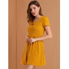 image:imageAllegra K Womens Printed Square Neck Short Sleeve Fit and Flare DressesYellowheart