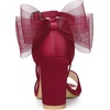 image:imageAllegra K Womens Satin Chunky Heel Open Toe Bridal Bow SandalsBurgundy
