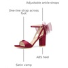 image:imageAllegra K Womens Satin Chunky Heel Open Toe Bridal Bow SandalsBurgundy