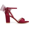 image:imageAllegra K Womens Satin Chunky Heel Open Toe Bridal Bow SandalsBurgundy