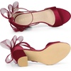 image:imageAllegra K Womens Satin Chunky Heel Open Toe Bridal Bow SandalsBurgundy