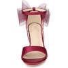 image:imageAllegra K Womens Satin Chunky Heel Open Toe Bridal Bow SandalsBurgundy